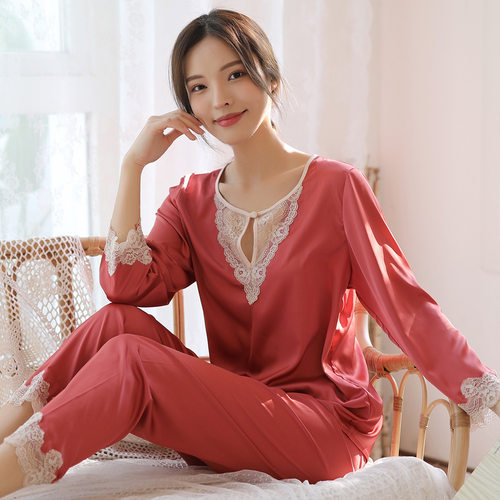 美来美去缎面冰丝夏季睡衣套装