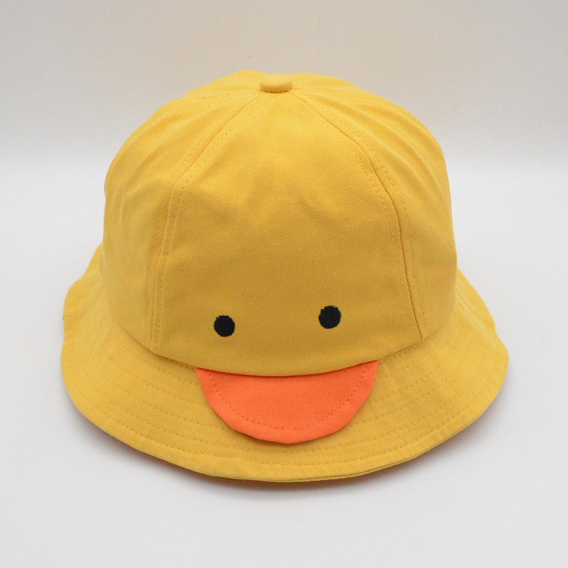 儿童渔夫帽子 春夏人气韩版小黄鸭男女宝宝卡通黄色防晒遮阳盆帽