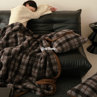 复古英伦风摇粒绒羊毛绒双面毛毯秋冬保暖沙发盖毯午睡毯子床尾毯