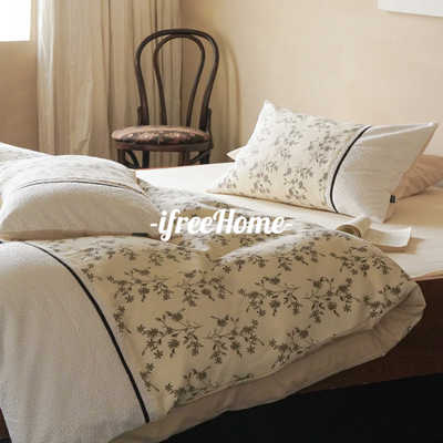 A类全棉贡缎四件套华夫格法式风