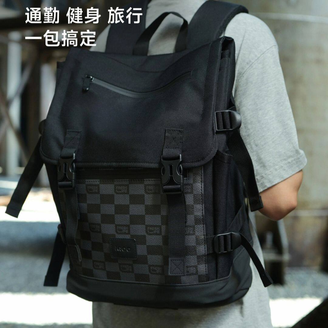 vivoLife iQOO格纹双肩包 黑色大容量 尺寸约31x17x47cm全新