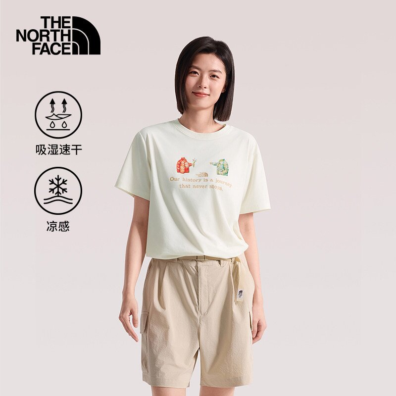 北面户外女吸湿速干透气圆领短袖