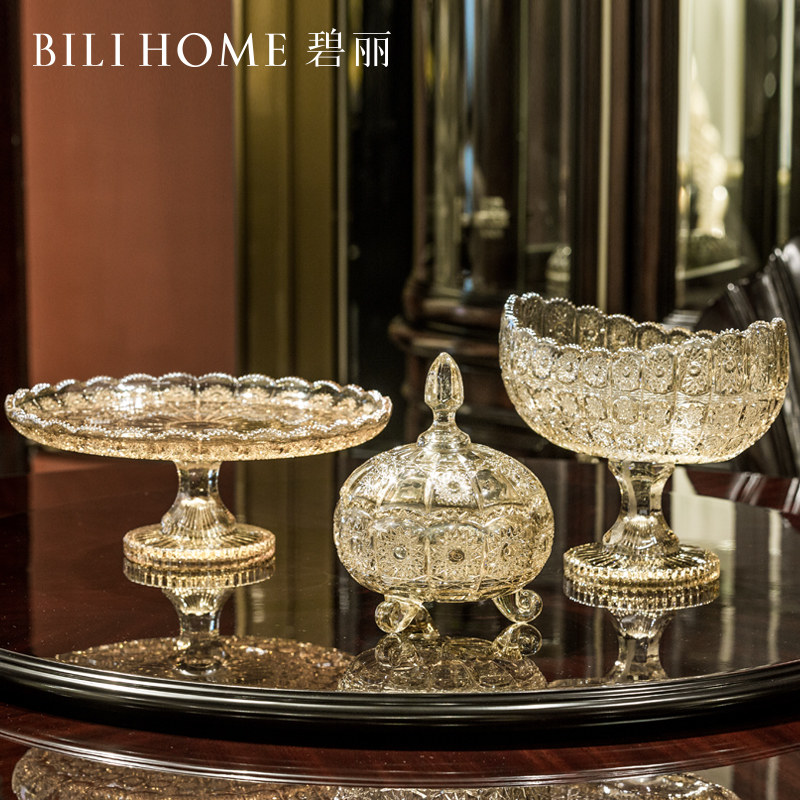 2023新款欧式高端水果盘精致家用客厅茶几果盘玻璃轻奢干果盘套装