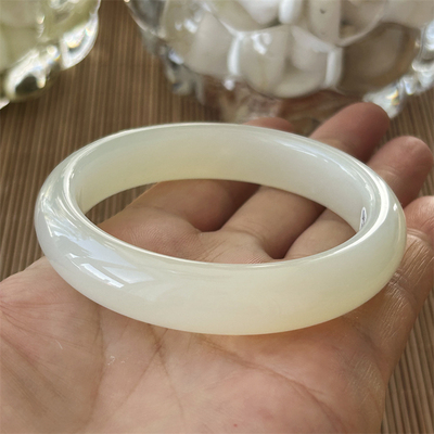天然正品岫玉手镯黄白色一物一图