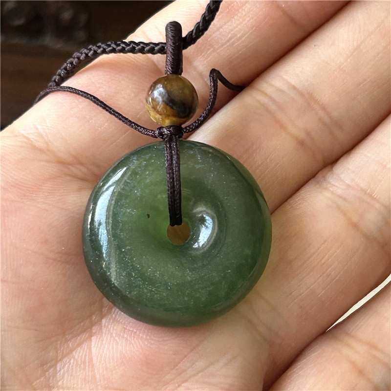 天然岫玉吊坠平安扣原物实拍男女正品A岫岩玉180料碧绿玉石平安扣