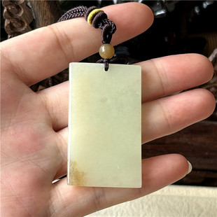 天然黄白老玉吊坠无事牌一物一图正品A货岫岩老黄玉和田玉平安牌