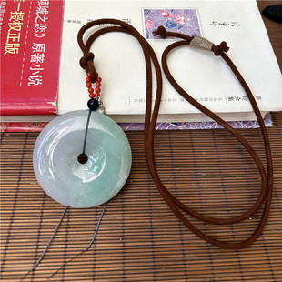 天然翡翠吊坠缅甸玉平安扣A货正品春彩翡翠平安扣阳绿翡翠平安扣