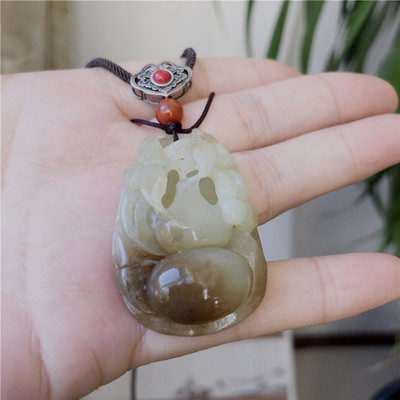 天然和田玉葫芦吊坠黄白老玉吊坠