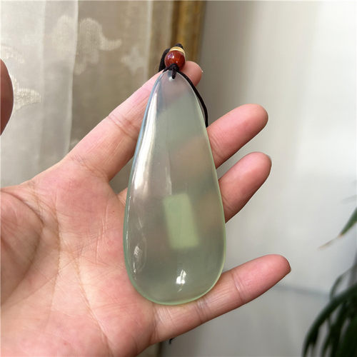 天然岫玉手把件绿冰玉石把玩件