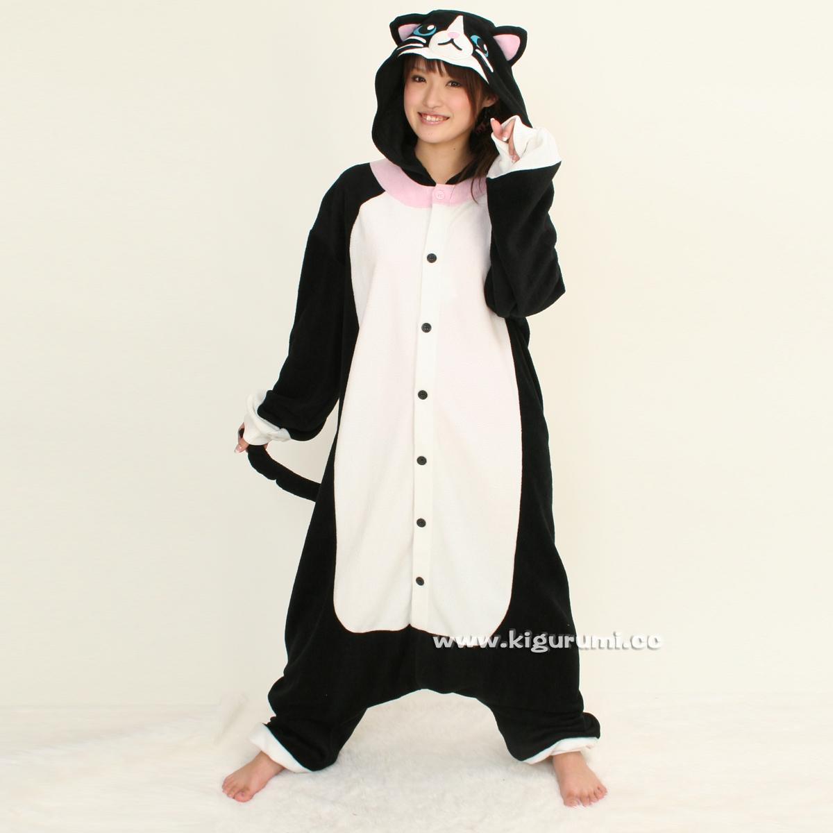 日本受权可爱黑猫连体情侣睡衣