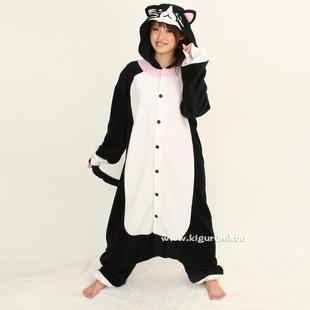 日本SAZAC受权 爱情公寓 可爱 卡通 黑猫 连体 情侣睡衣 家居服