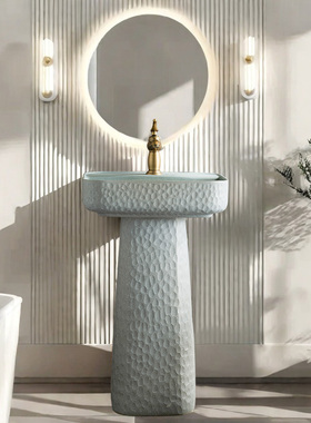 户外洗手盆庭院立式台盆立柱式洗脸盆立柱盆一体落地洗手池水池台