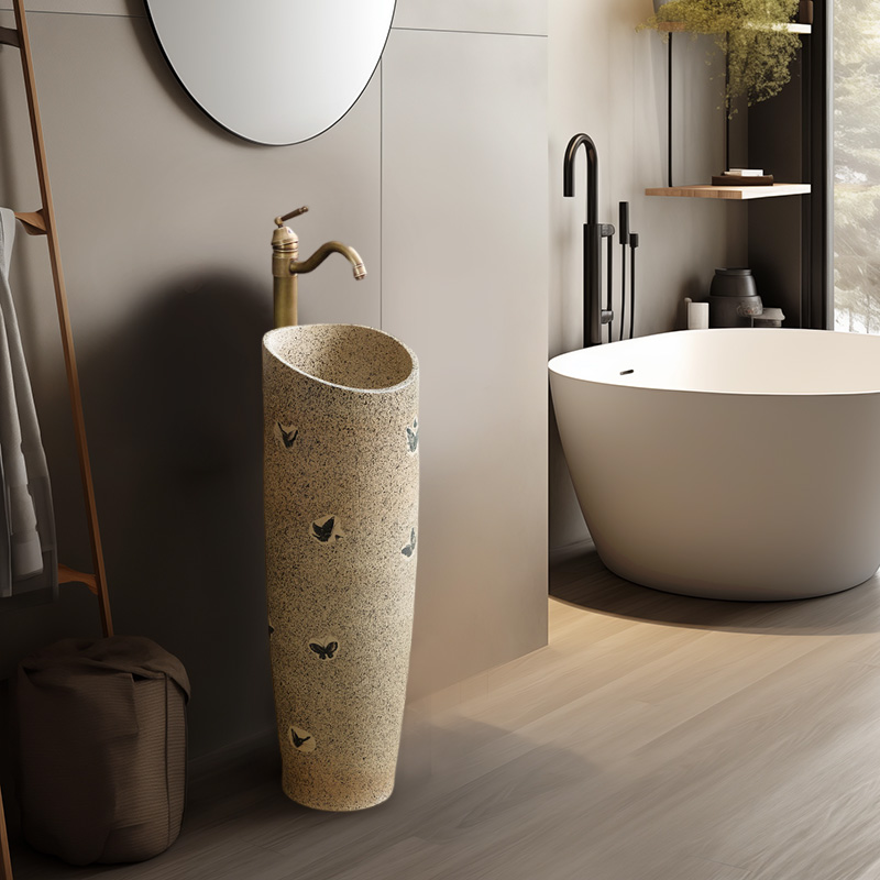 一体一体落地式立柱盆立式洗手