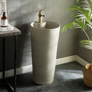 花园立柱盆一体落地式洗手台柱盆洗手池户外洗手盆庭院立柱洗脸盆