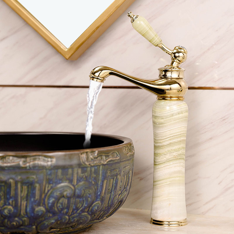 古铜色台上盆冷热水龙头