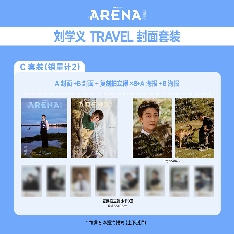 官方正版 时尚竞技场 12月刘学义 C版：A+B封面+海报2张+拍立得8张《ARENAHOM ME+时尚竞技场》杂志2025年12/十二月 刘学义