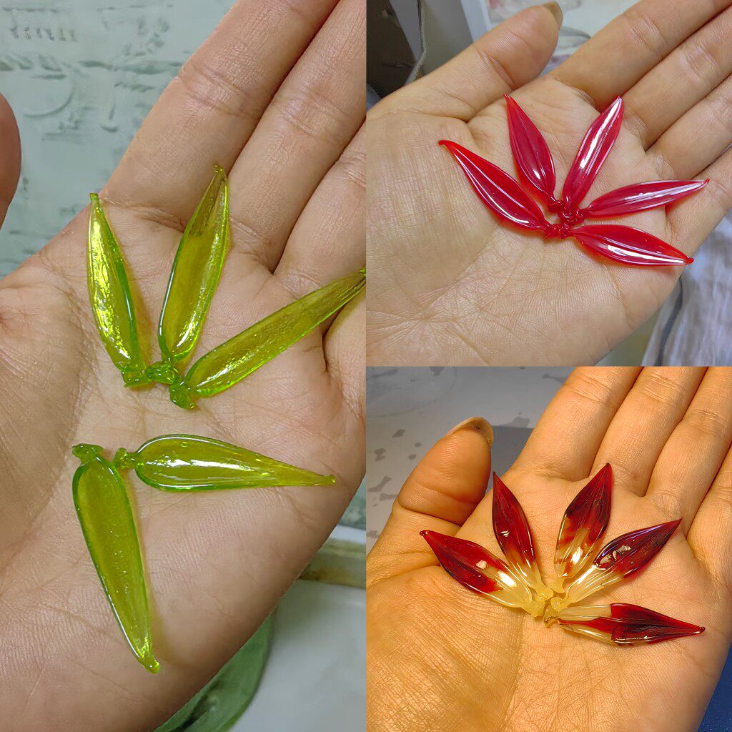 竹叶红枫叶古风头饰diy手工发簪料器盆景插花饰品配件定制