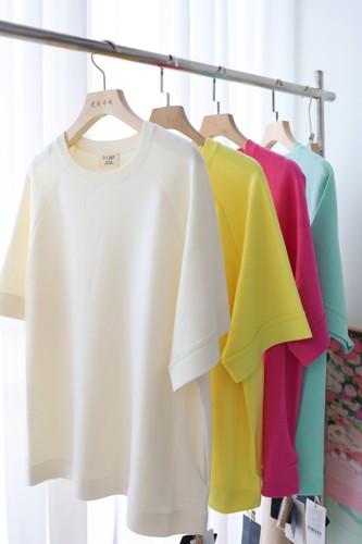 匠心DLMF金纯系列18针莱卡100%羊毛圆领宽松慵懒风针织短袖T恤