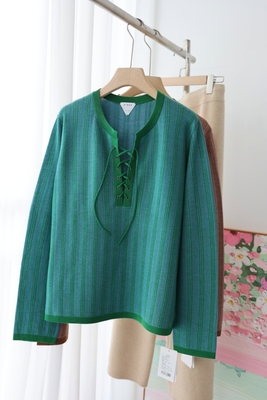 匠心金纯RIBBE精纺超细桑蚕丝美丽诺羊毛混织针织衫宽松春秋薄款