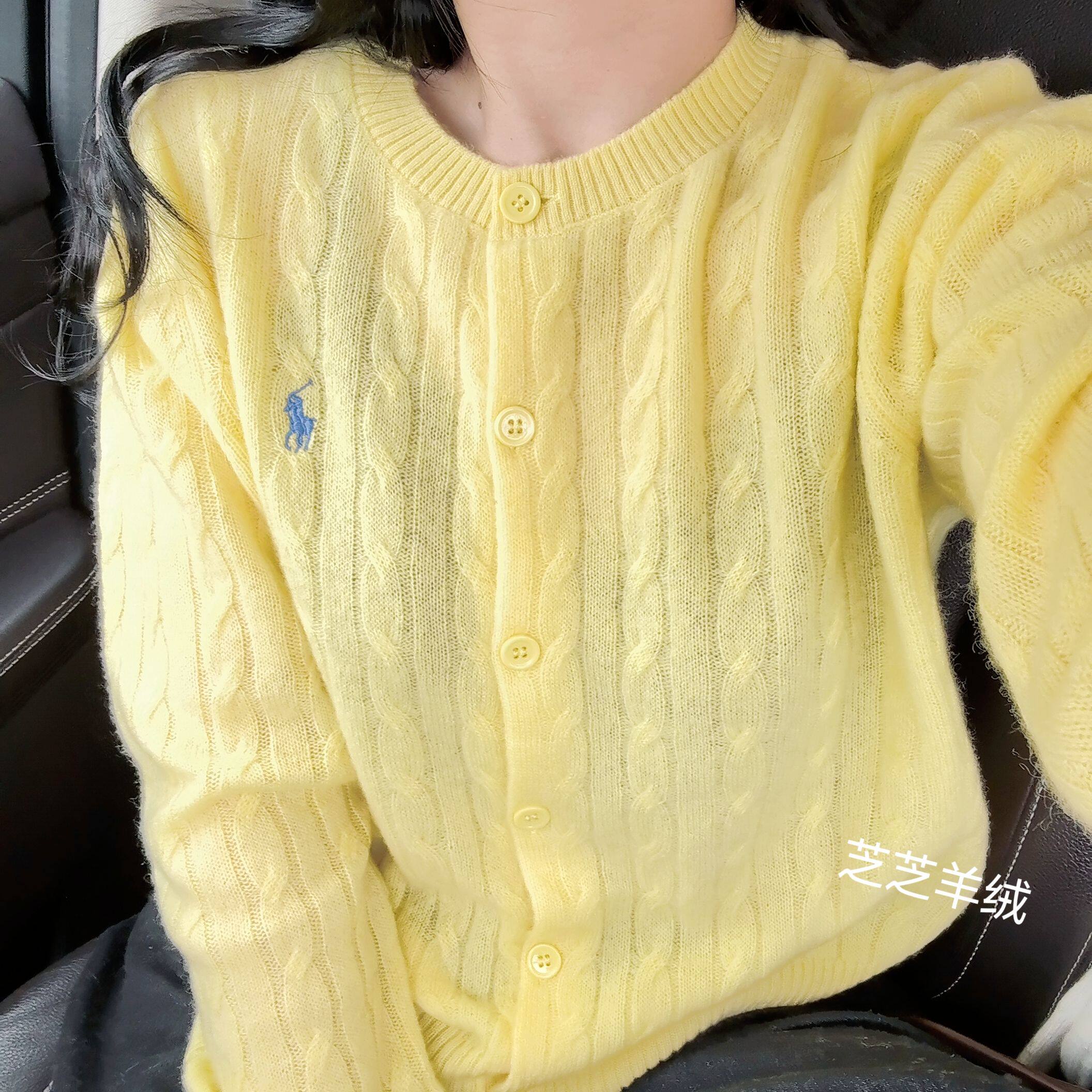 100山羊绒针织开衫单排扣高端圆领宽松麻花毛衣外套内搭