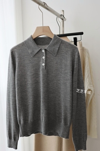 高端100%纯山羊绒衫精纺星家翻领套头针织衫纯色上衣打底内搭外穿