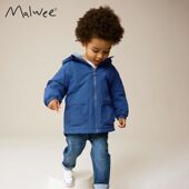 跨境malwee男童加厚外套秋冬新款 欧美中小童连帽拉链衫 儿童风衣