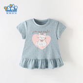 T恤洋气可爱女孩宝宝纯棉儿童圆领上衣 欧美女童短袖 2026夏季 新款