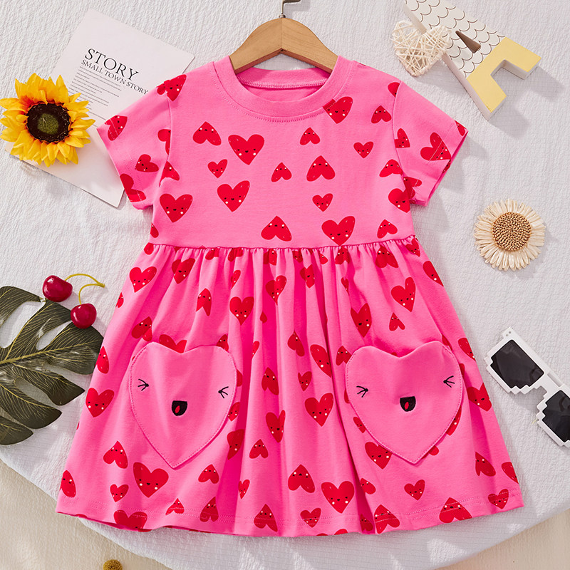 malwee儿童连衣裙夏装新款欧美童装洋气公主裙圆领短袖女童装裙子