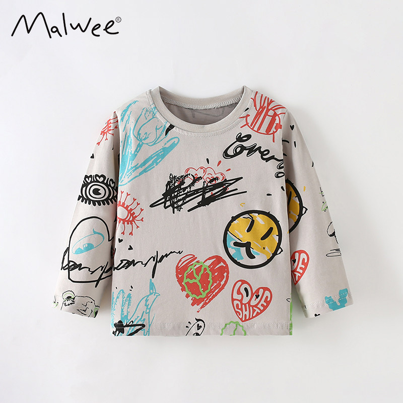 男童长袖T恤2025年秋季新款卡通涂鸦帅气欧美儿童圆领纯棉上衣潮,童装/婴儿装/亲子装,T恤,淘宝优惠券,粉丝福利购,淘宝优惠卷