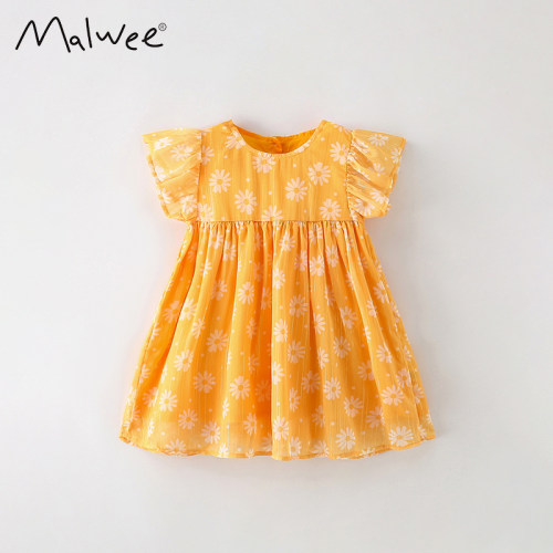 malwee女童短袖连衣裙裙子休闲夏