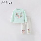 两件套女孩洋气童装 malwee女童套装 长裤 儿童休闲纯棉长袖 春秋新款