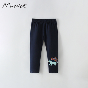 新款 裤 女童长裤 小女孩休闲童装 子 松紧腰外穿纯棉打底裤 malwee秋季