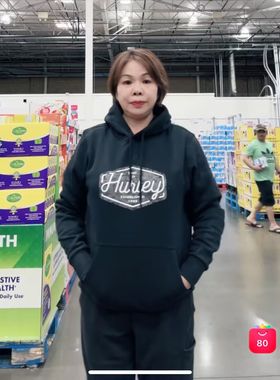 Lisa姐姐美国代购 hurley黑色套头连帽卫衣加绒