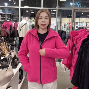 绒衫 立领开衫 深粉红色 DKNY女款 Lisa姐姐美国代购