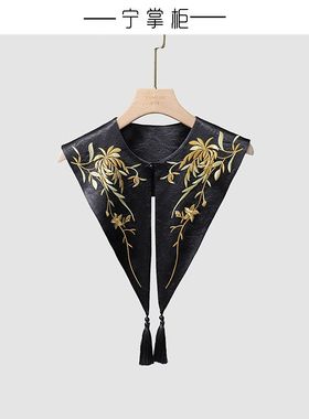 金多新款新中式国风仿香云纱时尚复古百搭坎肩女云肩