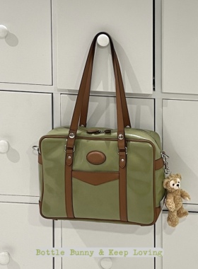 BottleBunny'绿色制服包斜挎手提单肩包