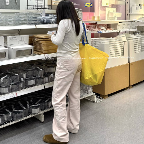 （一粒豆沙粉）窄版直筒裤爱心视觉提臀裤