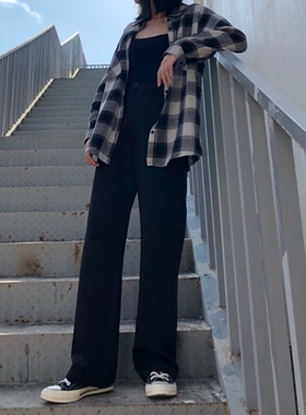 时尚高腰百搭宽松坠感黑色阔腿裤显瘦直筒裤西装垂感拖地长裤子女