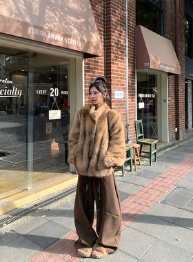 Adan毛呢弯刀裤秋冬韩系复古高腰显瘦百搭休闲慵懒设计感阔腿裤女