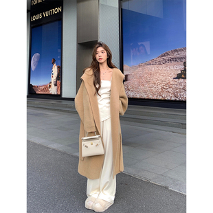 加厚保暖宽松百搭长款 Adan 韩版 时尚 毛衣外套女 连帽仿水貂毛开衫