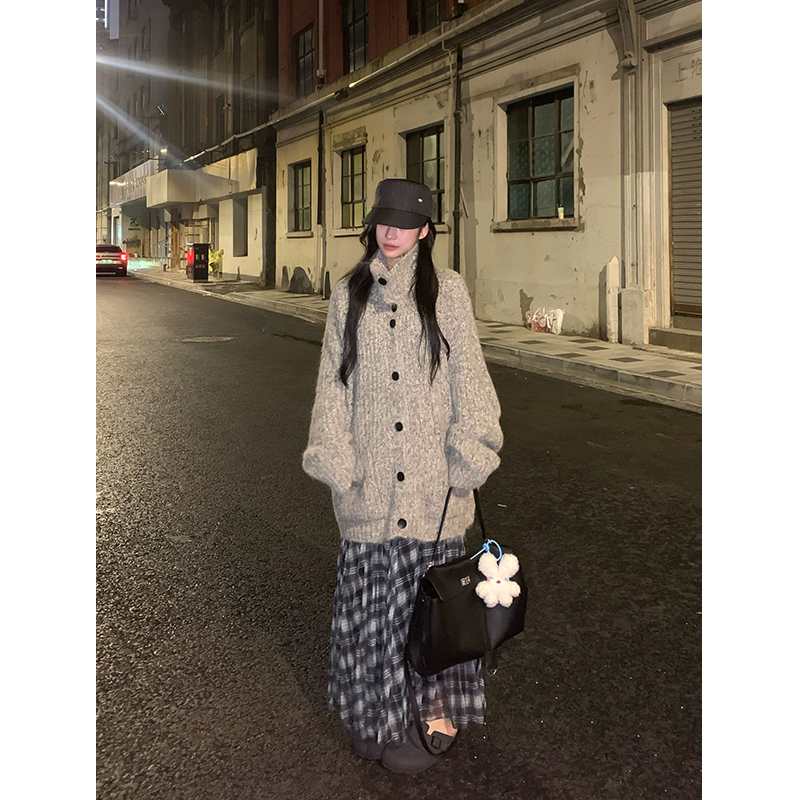 Adan 高领杂色毛衣外套秋冬韩系宽松休闲百搭慵懒软糯内搭上衣女