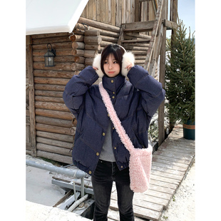 牛仔90白鸭绒羽绒服韩系小个子短款 穿搭 立领外套女冬 妮式 Adan