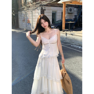 Adan蕾丝拼接吊带秋季 内搭背心上衣女 韩系百搭设计感显瘦气质短款