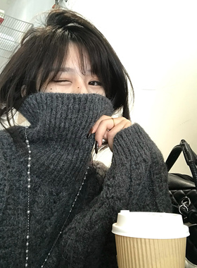 Adan 麻花高领毛衣冬季韩系宽松休闲慵懒加厚保暖内搭打底上衣女