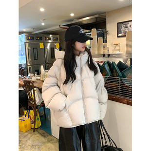 Adan新国标90白鸭绒连帽羽绒服女冬季 韩系休闲宽松保暖棉服外套