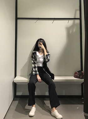 复古百搭休闲高腰直筒宽松加长阔腿裤黑色显瘦西装裤拖地长裤子女