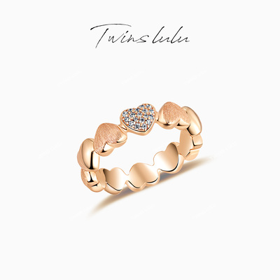 TWINS LULU气质时尚百搭设计感手工拉丝爱心戒指TSS7760