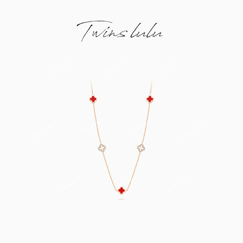 TWINSLULU设计师款红色四叶项链