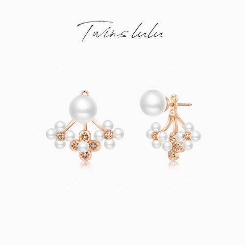 轻奢气质时尚百搭扇形花朵珠珠耳环TSL2346