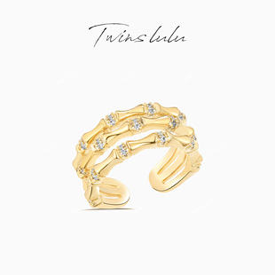 竹节时尚 轻奢简约个性 冷淡风戒指出游搭配TSS7216 LULU法式 TWINS